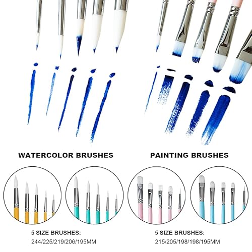 HIMI Little Bird Paint Brushes Set 5 Pcs for Watercolors Paint，Set of 5 Watercolor Paint Brushes for Beginners & Pros, Nice Gift for Art hobbyist Beginners Artists (Yellow,5 Pcs)