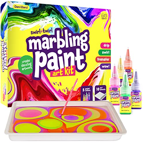 Marbling Paint Art Kit for Kids - Arts & Crafts Gifts for Girls & Boys Ages 6-12 Years Old - Easter Craft Kits Set - Paint Gift Ideas Activities Toys Age 6 7 8 9 10 Year Olds - Marble Painting Kits