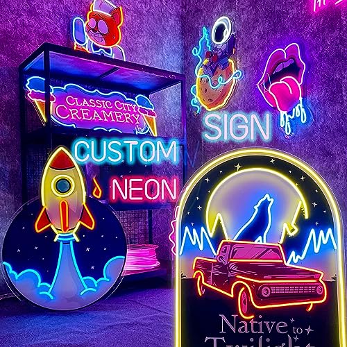 Custom LOGO Neon Sign Personalized, Customizable Your Own Design Logo Pattern Emojis LED Light Sign, Multi-Color UV Printed Logo Neon for Home Bar Business Wall Decor etc.-Uploadable Design