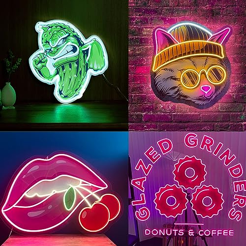 Custom LOGO Neon Sign Personalized, Customizable Your Own Design Logo Pattern Emojis LED Light Sign, Multi-Color UV Printed Logo Neon for Home Bar Business Wall Decor etc.-Uploadable Design