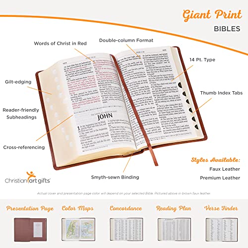 KJV Holy Bible, Giant Print Full-size Faux Leather Red Letter Edition - Thumb Index & Ribbon Marker, King James Version, Pink (KJV Full Size GP Editions)