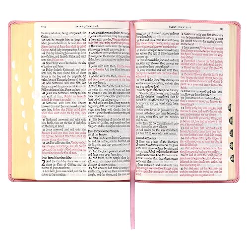 KJV Holy Bible, Giant Print Full-size Faux Leather Red Letter Edition - Thumb Index & Ribbon Marker, King James Version, Pink (KJV Full Size GP Editions)