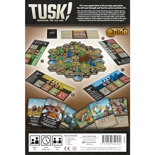 Gale Force 9 TUSK! Surviving The Ice Age - Strategy Board Game, Ages 10+, 30-60 Min, 2-4 Players