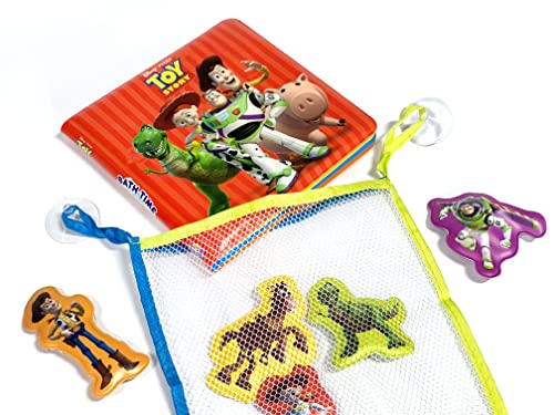 Disney / Pixar Toy Story Bath Time Books - Activity Books for kids, Bath book, 6 Padded suction cups, 1 Mesh bag