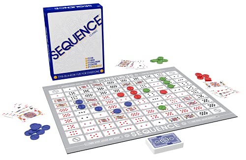 SEQUENCE- Original SEQUENCE Game with Folding Board, Cards and Chips by Jax ( Packaging may Vary ) White, 10.3" x 8.1" x 2.31