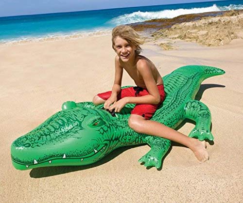 INTEX Giant Gator Inflatable Pool Float: Animal Pool Toy For Kids – 2 Heavy-Duty Handles – 176lb Weight Capacity – 80" x 45" – For Ages 3+