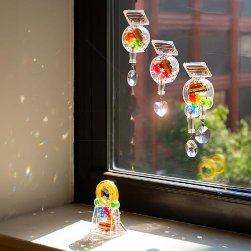 Kikkerland Solar Powered Rainbow Maker with Single Crystal, Solar-Powered Toy, Rainbow Prisms, Fun Educational Science, Window Home Decor Decoration