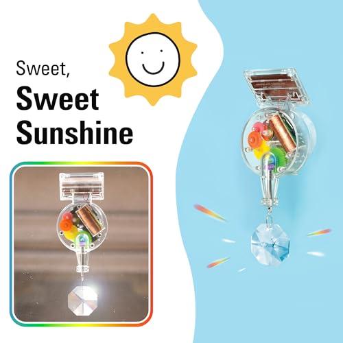 Kikkerland Solar Powered Rainbow Maker with Single Crystal, Solar-Powered Toy, Rainbow Prisms, Fun Educational Science, Window Home Decor Decoration