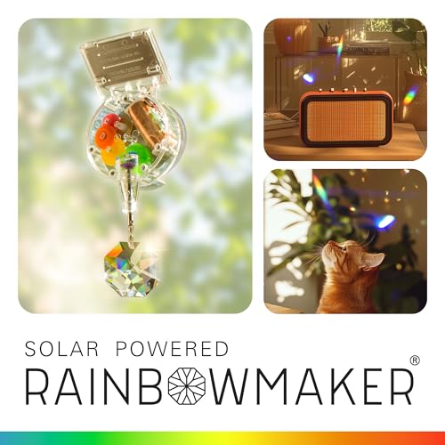 Kikkerland Solar Powered Rainbow Maker with Single Crystal, Solar-Powered Toy, Rainbow Prisms, Fun Educational Science, Window Home Decor Decoration