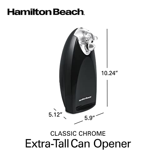 Hamilton Beach Electric Automatic Can Opener with Auto Shutoff, Knife Sharpener, Cord Storage, and SureCut Patented Technology, Extra Tall, Black