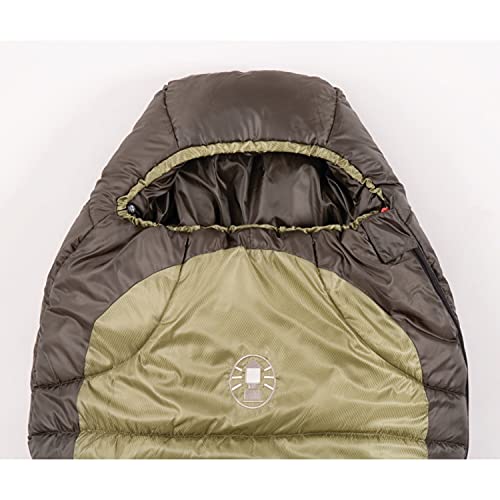 Coleman North Rim Cold-Weather Mummy Sleeping Bag, 0°F Sleeping Bag for Big & Tall Adults, No-Snag Zipper with Adjustable Hood for Warmth and Ventilation