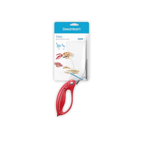 Dreamfarm Scizza | Non-Stick Pizza Scissors with Protective Server | Stainless Steel | All-In-One Pizza Slicer | Easy-To-Use & Easy-To-Clean Pizza Cutters | Red