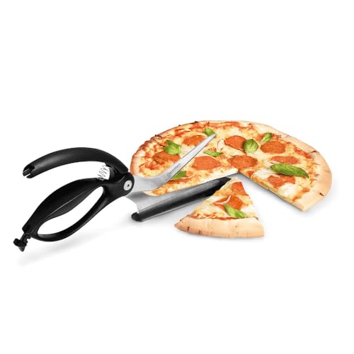 Dreamfarm Scizza | Non-Stick Pizza Scissors with Protective Server | Stainless Steel | All-In-One Pizza Slicer | Easy-To-Use & Easy-To-Clean Pizza Cutters | Red