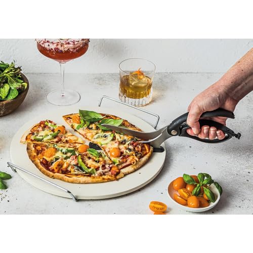 Dreamfarm Scizza | Non-Stick Pizza Scissors with Protective Server | Stainless Steel | All-In-One Pizza Slicer | Easy-To-Use & Easy-To-Clean Pizza Cutters | Red