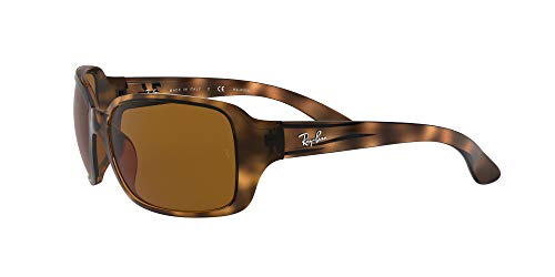 Ray-Ban Women's RB4068 Square Sunglasses, Havana/Polarized B-15 Brown, 60 mm + 0