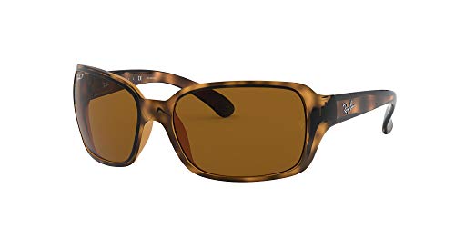 Ray-Ban Women's RB4068 Square Sunglasses, Havana/Polarized B-15 Brown, 60 mm + 0