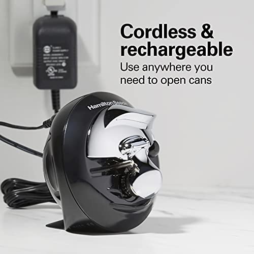 Hamilton Beach Walk 'n Cut Electric Can Opener for Kitchen, Use On Any Size, Automatic and Hand-Free, Cordless & Rechargeable, Easy Clean Removable Blade, Black