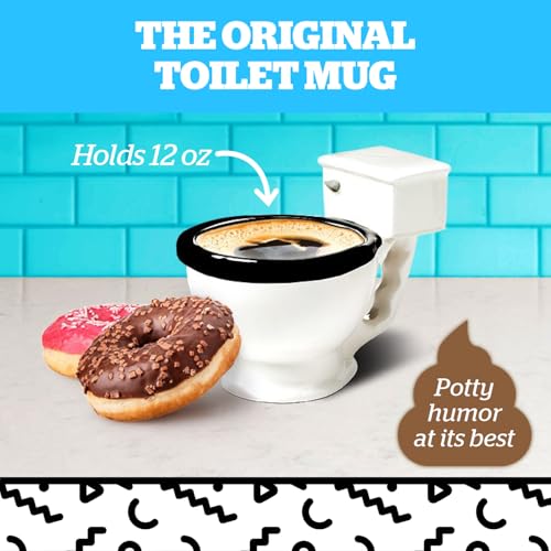 BigMouth Inc Toilet Mug - Funny Coffee Cup for Men, Women - Novelty Toilet Bowl Mug - Hilarious Gag Gift for Holidays, Birthday, Secret Santa Party - Ceramic Bathroom Mug for Home, Office - 12 Oz