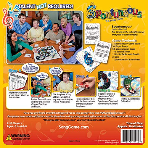 Spontuneous - The Song Game - Sing It or Shout It - Talent NOT Required - Family Party Board Game…