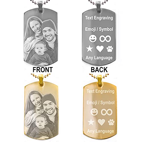 Custom Photo Engraving Dog Tag Necklace - Personalized Jewelry for Lover, Mom, Dad, Friend, Family & Pet Lovers - Cherished Memorial Gift