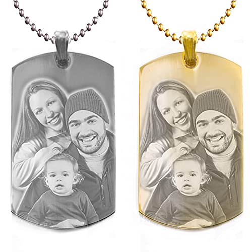 Custom Photo Engraving Dog Tag Necklace - Personalized Jewelry for Lover, Mom, Dad, Friend, Family & Pet Lovers - Cherished Memorial Gift