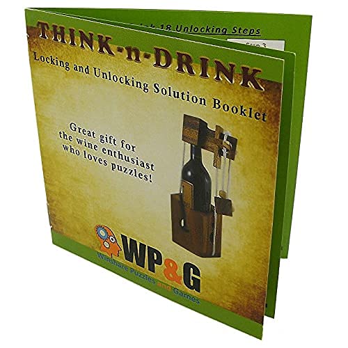 Think-n-Drink Fun Wine Bottle Gift Lock Challenge Puzzle Game Wood Brain Teaser for Adults Party and Gathering