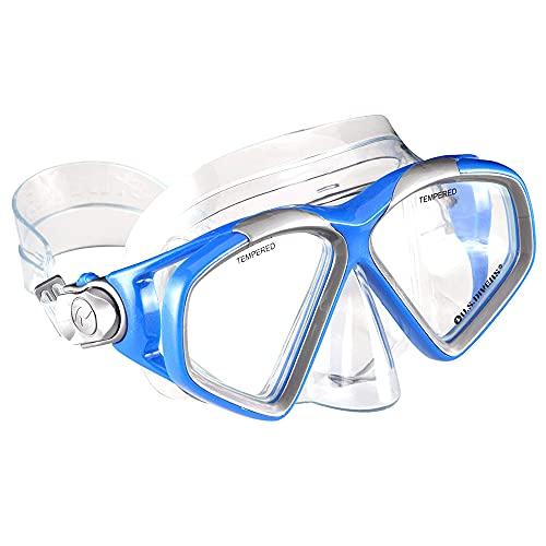 U.S. Divers Cozumel Seabreeze Adult Snorkeling Combo Set with Adjustable Mask, Snorkel, Large Fins (9.5 - 11.5), and Travel Bag, Electric Blue