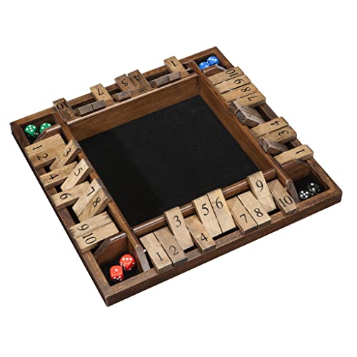 WE Games 14 inch 1-4 Player Shut The Box Wooden Board Game, Walnut Stain