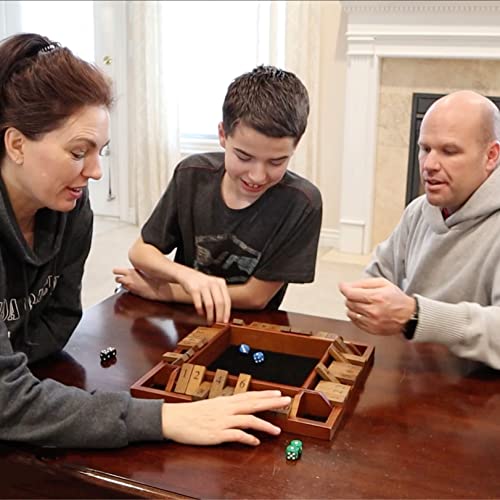 WE Games 14 inch 1-4 Player Shut The Box Wooden Board Game, Walnut Stain