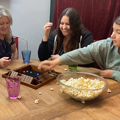 WE Games 14 inch 1-4 Player Shut The Box Wooden Board Game, Walnut Stain