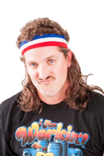 Mullet On The Go - The Bobcat Funny Costume Headband with Mullet Wig, One Size