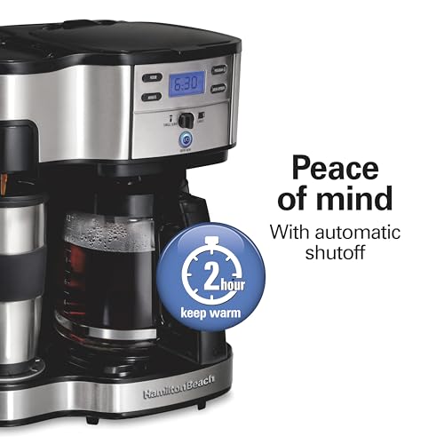 Hamilton Beach 2-Way 12 Cup Programmable Drip Coffee Maker & Single Serve Machine, Glass Carafe, Auto Pause and Pour, Black (49980R)