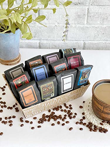 Indulgent Coffee Selection Gift Box | 100% Specialty Arabica Coffee | 12 Sample Bags of Medium Roast Ground Coffee