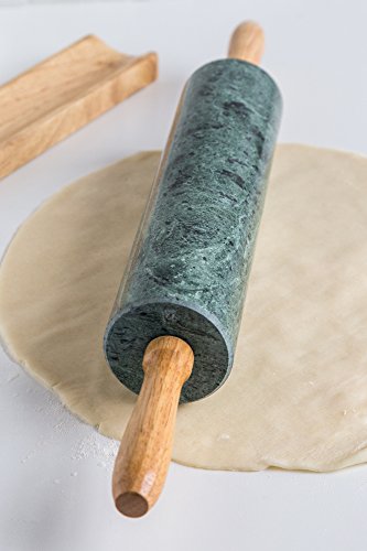 Fox Run Marble Rolling Pin and Base, Green 2.5 x 18 x 3 inches