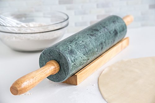 Fox Run Marble Rolling Pin and Base, Green 2.5 x 18 x 3 inches