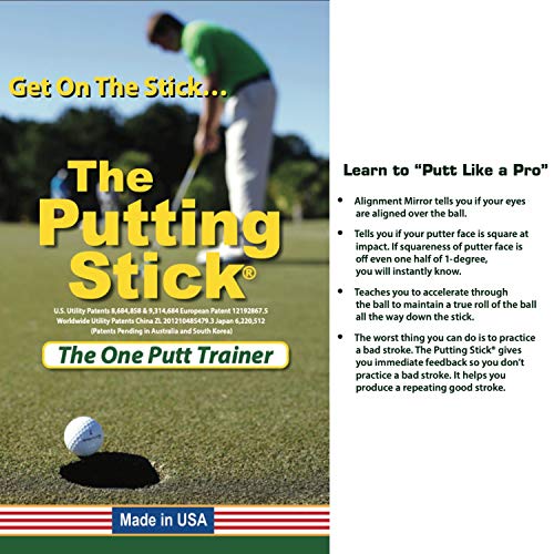 TPK Golf Training Aids - The Putting Stick Pro - Putting Training Aid for Golf Putting Practice with Eyeline Putting Mirror - Endorsed by Golf Instructors & Used by Tour Pros Worldwide