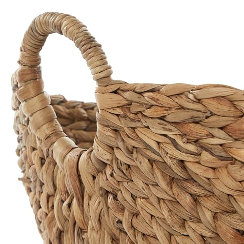 Deco 79 Seagrass Storage Large Woven Basket Organizer with Ring Handles, 20" x 18" x 19", Brown