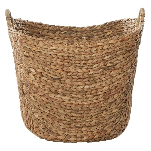 Deco 79 Seagrass Storage Large Woven Basket Organizer with Ring Handles, 20" x 18" x 19", Brown