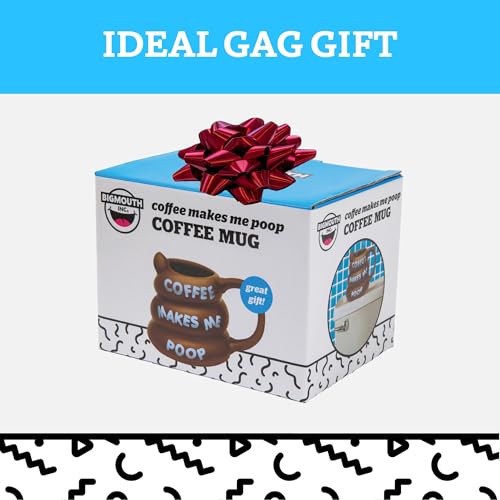 BigMouth Inc funny mugs - Coffee mug with funny sayings - Coffee makes me poop cups for women, men - Cool adult gifts - 14 ounces