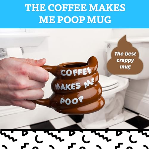 BigMouth Inc funny mugs - Coffee mug with funny sayings - Coffee makes me poop cups for women, men - Cool adult gifts - 14 ounces