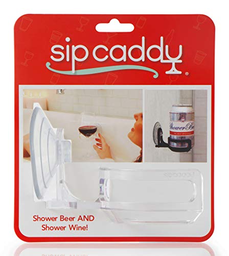 The SipCaddy Shower Beer & Bath Wine Holder | Portable Drink Cupholder | Shower Caddy | Beer, Wine, Shampoo Holder | American-Made Suction Cup | Clear