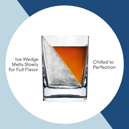 Corkcicle Premium 9 oz Double Old Fashioned Whiskey Glass with Silicone Ice Mold, Perfect for Chilling Whiskey, Bourbon, Tequila, Scotch, Mocktails, Original Whiskey Wedge, Holiday Gifts