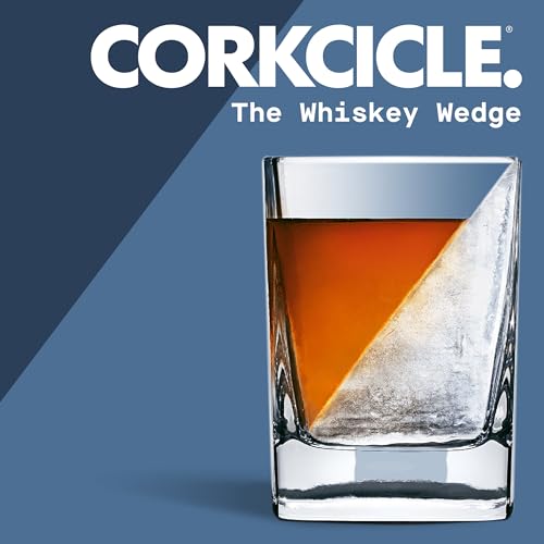 Corkcicle Premium 9 oz Double Old Fashioned Whiskey Glass with Silicone Ice Mold, Perfect for Chilling Whiskey, Bourbon, Tequila, Scotch, Mocktails, Original Whiskey Wedge, Holiday Gifts