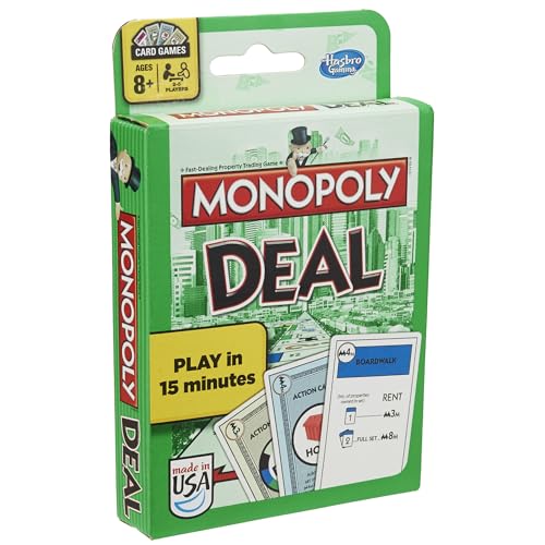 Hasbro Gaming Monopoly Deal Card Game, Quick-Playing Card Game for 2-5 Players, Game for Families and Kids, Ages 8 and Up (Amazon Exclusive)