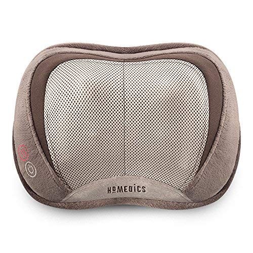 Homedics Back and Neck Massager, Portable Shiatsu All Body Massage Pillow with Heat, Targets Upper and Lower Back, Neck and Shoulders. Lightweight for Travel