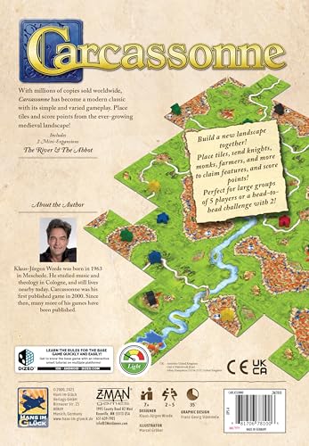 Carcassonne Board Game (BASE GAME) | Board Game for Adults and Family | Strategy Board Game | Medieval Adventure Board Game | Ages 7 and up | 2-5 Players | Made by Z-Man Games