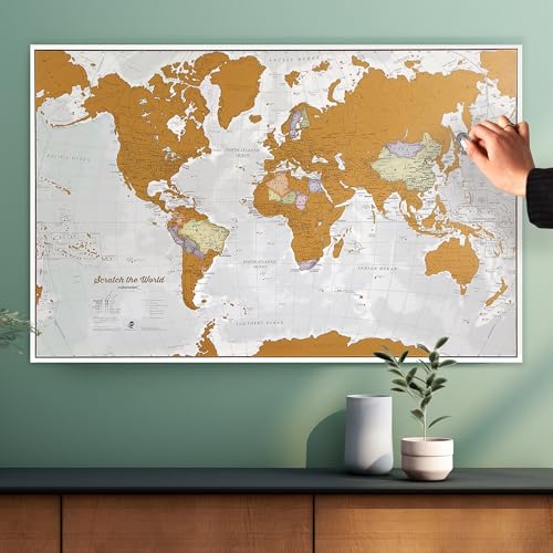 Scratch The World ® Travel Map - Scratch Off World Map Poster - X-Large 23 x 33 - Maps International - 50 Years of Map Making - Cartographic Detail Featuring Country & State Borders