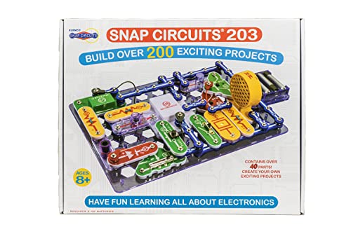 Snap Circuits 203 Electronics Exploration Kit | Over 200 STEM Projects | Full Color Project Manual | 42 Snap Modules | Unlimited Fun