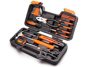 CARTMAN 39 Piece Tool Set General Household Hand Kit with Plastic Toolbox Storage Case Orange