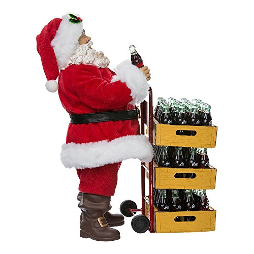 Kurt Adler Coca-Cola Santa with Delivery Cart, 10.5-Inch, Set of 2